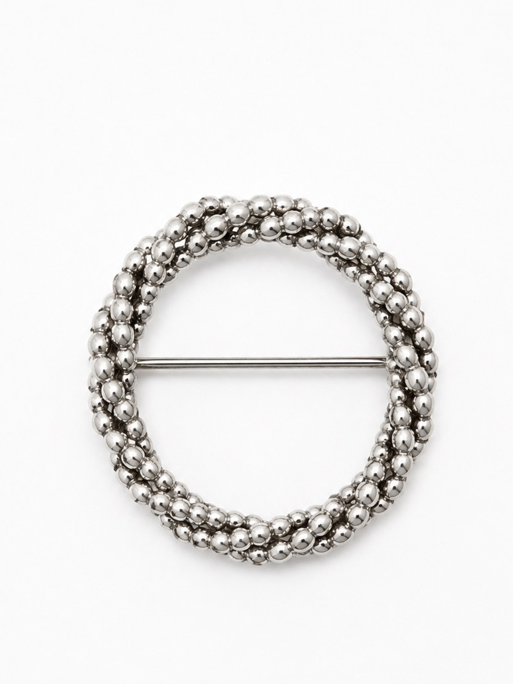 Silver ball twist brooch